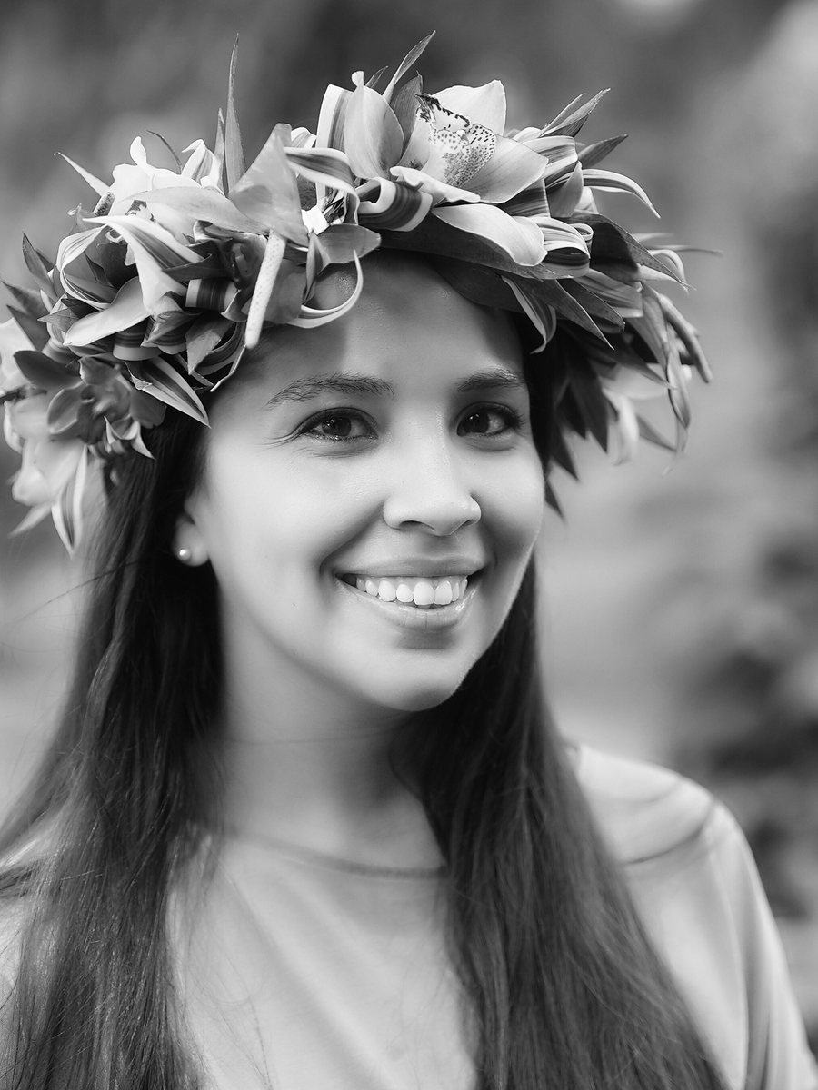 Jacqueline Fowler wearing a flower crown.